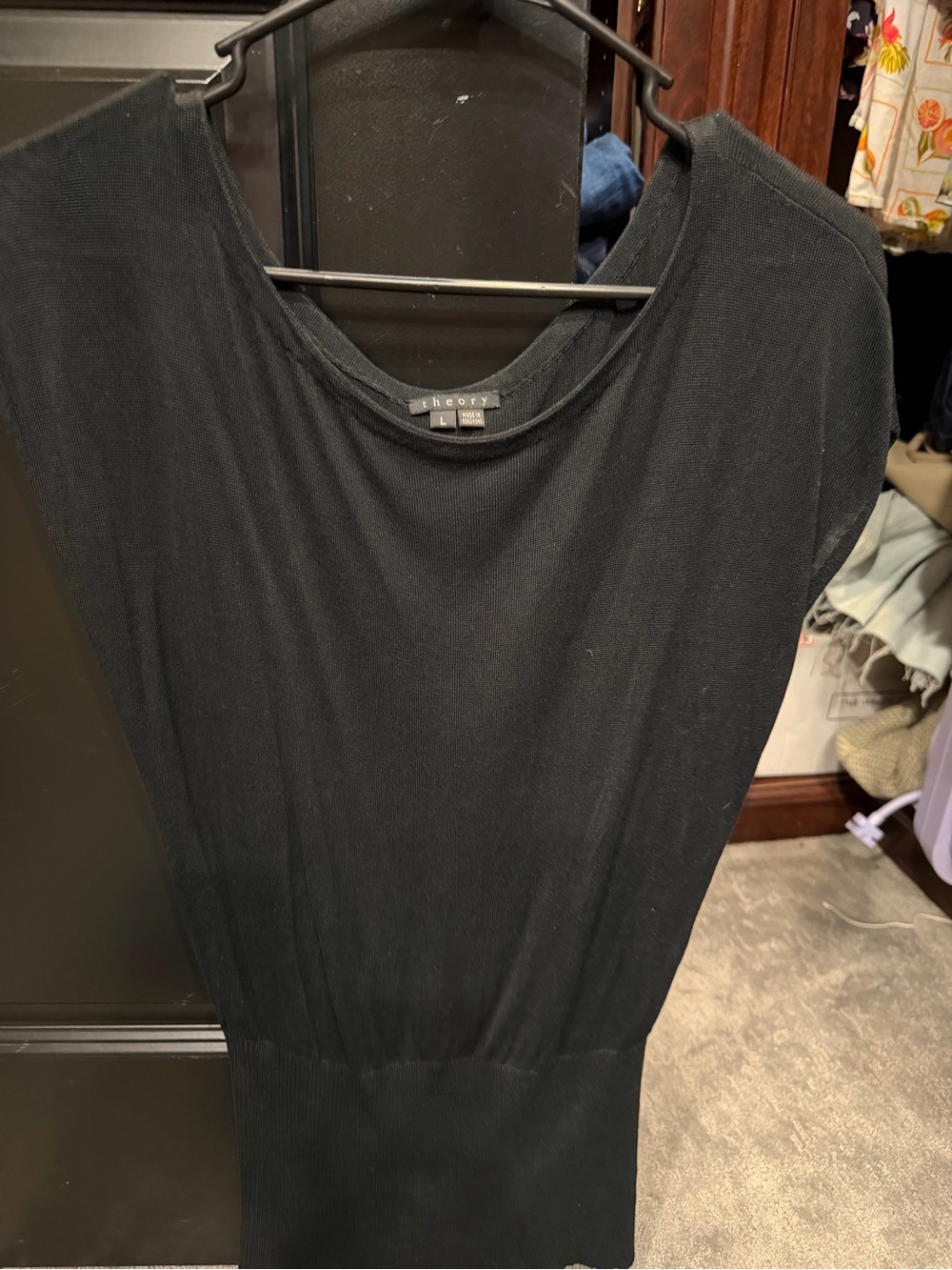 Theory Black Ribbed Viscose Dress